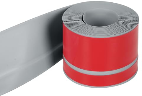 Plinthe souple, plinthe autocollante en PVC, bande d'étanchéité pour joints, bande de courbure flexible, peut être découpée, plinthe imperméable pour cuisine et salle de bain (gris/25 m)
