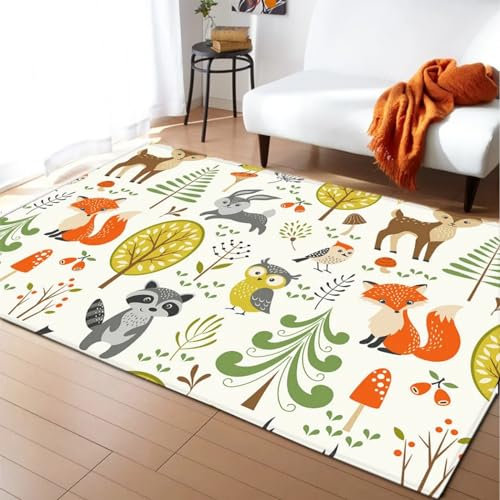 Kinderteppich Cartoon-Tier-Dinosaurier - Kurzflor Teppich Kinderzimmer Spielteppich Antiallergen Und Extra Weich - Babyzimmer Teppiche Für Junge Und Mädchen Babyteppich 80 X 160 cm / 31.49 X 6-7T8M0