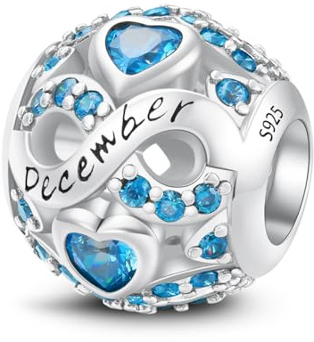 LONGLUCK CHARMS & BRACELETS Pierre de naissance des douze mois,Bijoux pour femmes,Compatible Pour les bracelets et les colliers Charms de,Cadeaux pour femmes