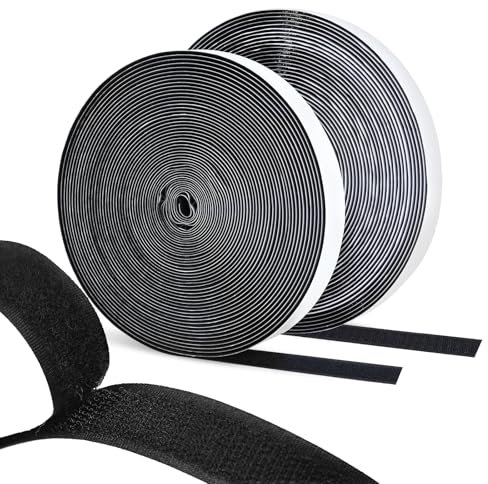 Wantli Adesivo Forte Biadesivo, Double Face 10M x 20mm Hook Loop Autoadesivo, Strisce Laccio Adesivo Tessuto Forte Autoadesivo Extra, per Cornici Foto Zanzariere Tappetini Auto (nero)