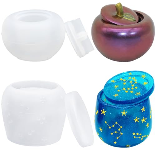 AFUNTA 2 moldes de resina con tapa, moldes de caja de frutas y constelaciones para botellas de almacenamiento, portavelas, recipientes de caramelos