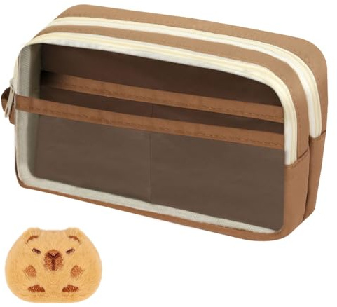 OFFCUP Astuccio Grande Astuccio Scuola con Scomparti Capybara Portapenne Cancelleria Astucci Matite Trucco Borsa per Scuola Ufficio Bambina Ragazzi Studenti(Esclusa la cancelleria)