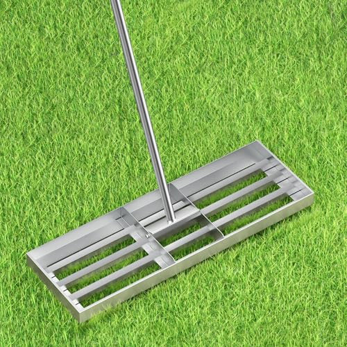 Lawn Leveling Rake, 45” x10”Stainless Steel Lawn Leveler Tool, Ground Leveler for Yard with 78”Adjustment Long Handle, Levelawn Lute for Grass, Golf Field, Garden and Courtyard