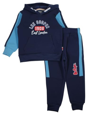 Lee Cooper, Ensemble 2 Pièces, Sweater + Jogging, Enfant, (2 à 8 Ans), Mixte, Garçon, Fille, Doux, Mignon, Chaud, Sweat Shirt + Pantalon, Modèle GLC2541 JOG KIDS S1-3A, BLEU