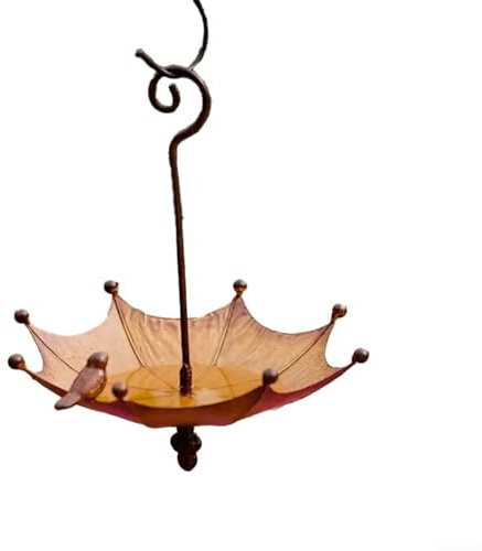 DAZZLEEX Vogelfutterstation mit Regenschirm, leicht, zum Aufhängen, Tisch oder Gartendekoration, einfach zu installieren, wetterbeständig, 20 x 17 x 14 cm