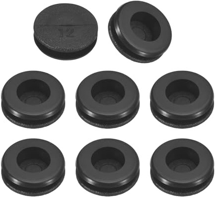 QUARKZMAN 22Pcs Pasacables Arandelas de Goma para Agujero de 1/2 (12mm), 5/16 (8mm) ID Tapones de Agujero de Un Solo Lado Anillo de Junta para Protección de Cable, Negro