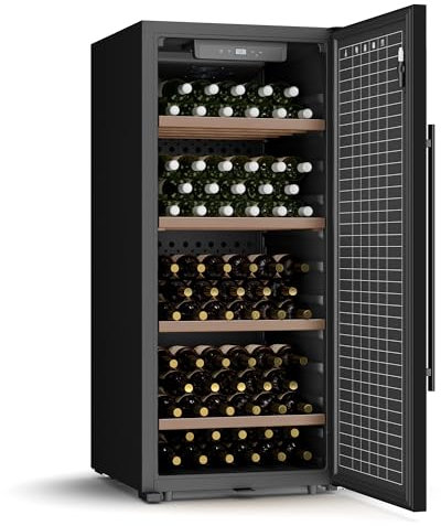 Klarstein CellarMax - Grande Cantinetta per Vino, 114 Bottiglie, 5-20°C, Touch Control, Sportello in Metallo, Allarme Sportello Aperto, Cantina Frigo per Vino Indipendente