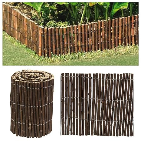 Willow Wooden Edging – 2M x 20cm Garden Border Fence | Flexible, Weather-Resistant Lawn Edging for Garden, Flower Beds, Patios & Walkways