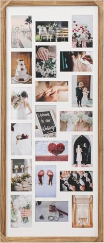 Large Capacity Multi Picture Frame – Holds 20 4x6 Photos, Solid Wood Versatile Collage Display Frame with Acrylic Glass, Wall Mount, for Living Room Bedroom Office Gallery(Carbonized Black)