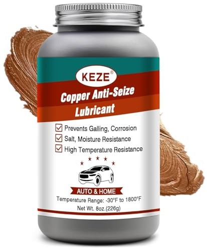 KEZE Lubrificante anti-grippaggio, grasso al rame, lubrificante per candele e freni, lubrificante per autoveicoli resistente al calore per sensori di ossigeno, 8 oz.