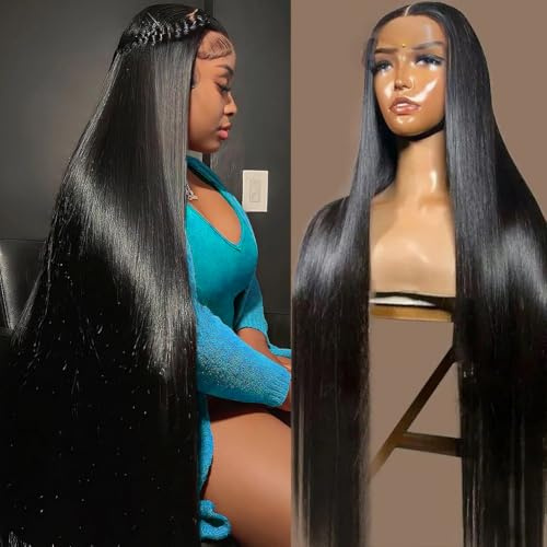OWNROSE 30 Inch 13x6 Lace Front Wigs Human Hair Pre Plucked 200 Density Straight Glueless Wig HD Transparent Human Hair Lace Front Wigs with Baby Hair Lace Front Wigs for Women