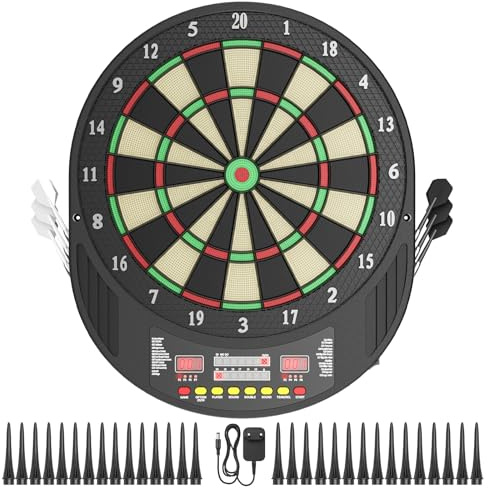 Brolteja Bersaglio Freccette Elettronico, Bersaglio Elettronico Professionale con 6 Freccette,con 33 giochi, 271 modalità,Bersaglio elettronico per adulti e bambini,adatto per feste