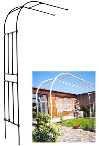 Set 1 Enrejado de jardín con Arco de Medio Lado contra la Pared, diseño Octogonal de Tubo de Acero, pérgola para Plantas trepadoras de Exterior(Black,1.5M*2.4m/4.9FT*7.8FT)