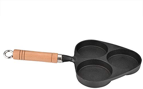 WPKD BLUEIY Lot de 3 poêles à omelette en fonte pour œufs au plat - Poêle à crêpes - Antiadhésive - Diamètre : 27 cm - Idéal pour la cuisson du petit déjeuner