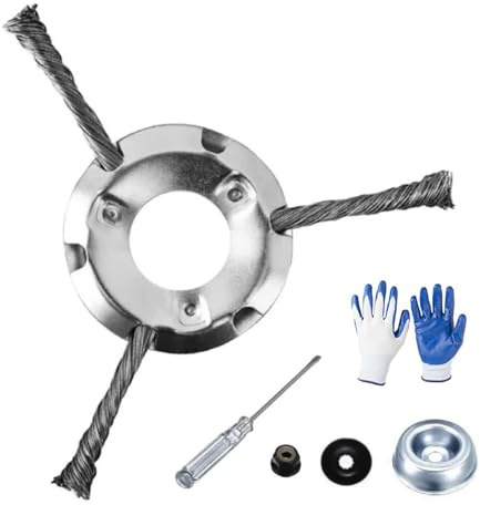 Cabezal de cepillo de alambre de acero de 8 pulgadas, accesorio de cortador de cepillo de 3 líneas y 6 líneas para cortadoras de césped inalámbricas o de gasolina, ideal para eliminar césped, musgo