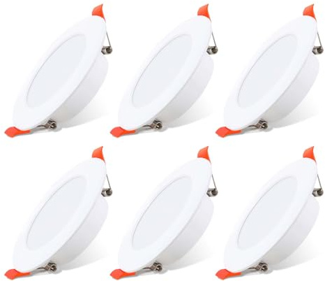 Fynokst Spot LED Encastrable 230V, 5W Spot Salle de Bain pour 65mm - 90mm Taille de Découpe, 6000K Blanc Froid LED Plafond, IP44 Étanche pour Cuisine, Salle de bains, Salon, Set de 6, Blanc