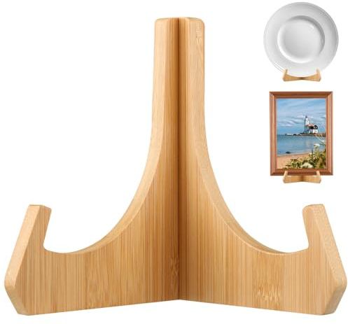 Lueden 6 Inch Plate Stands for Display Bamboo Plate Stand Picture Frame Holder Plates Holders Decorative Stand Tabletop Easel for Platter Dish Bowl Pictures Photo Book Plaque