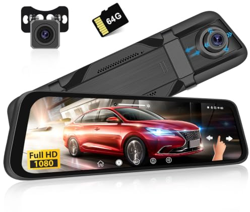 Realdio Dashcam Espejo Retrovisor 9,66 Doble Cámara 1080P para Coche