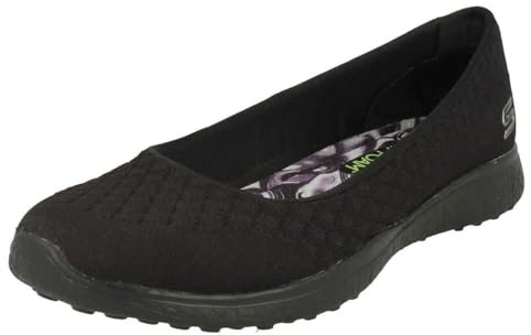 Skechers Women's Microburst One-up Sneakers, Black, 3 UK Wide