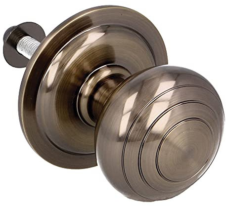 Amig - Pomo Mod 14 Redondo de Latón Macizo con Acabado Cuero para Puertas Exteriores de Entrada - Diámetro Tirador Ø61 mm · Altura 72,5 mm - Fácil de Instalar Incluye Tuerca de Fijación