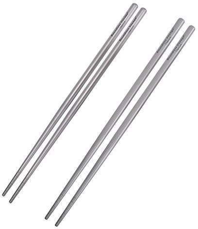iBasingo Titanium Ätpinnar Skidsäker Ultralätt Kvadrat/Runda Bärbara Bestick Återanvändbara Campingbestick för BBQ Sushi Daglig Användning Ti1003T