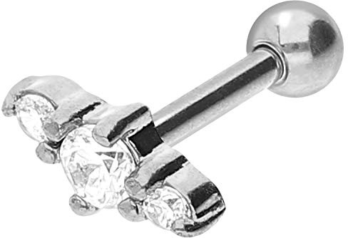 PIERCINGLINE Chirurgenstahl Ohrpiercing | 3 KRISTALLE | Piercing Schmuck Ohr Stecker Helix | Farbauswahl
