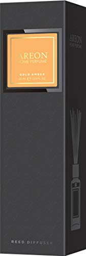 Raumduft Areon Home PREMIUM Parfüm Diffuser mit Rattanstäbchen Raumparfüm (Gold Amber, 85ml.)
