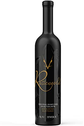 RATTENGOLD - der pikante Kräuterlikör I edler Likör mit echtem Blattgold I milder Kräuterlikör aus Hameln I traditionelle Brennkunst seit 1828 I Kräuterschnaps I 500ml