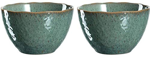 Leonardo Matera Keramik-Schalen, 2-er Set, spülmaschinengeeignete Schüsseln, 2 Steingut-Schalen mit Glasur, grün, 980 ml, Ø 15,3 cm, 026986