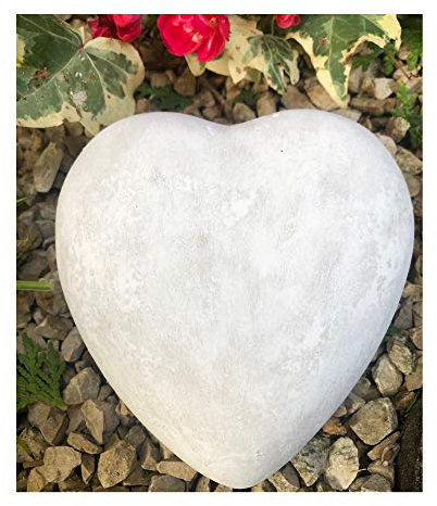 Radami Herz Grabherz Grabschmuck Dekoherz Steinguss 13cm Patina weiß