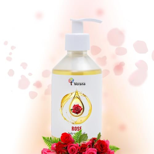 Verana Olio Massaggio Rosa, Olio Сosmetico Naturale per il Corpo, Per Tutti i Tipi di Pelle, Antistress, Allevia lo l’affaticamento, Anticellulite, Anti-età, Aromaterapia (250ml)