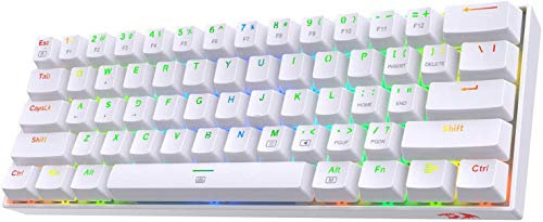 Redragon K630 Dragonborn 60% Wired RGB Gaming Keyboard, 61 Keys Compact Mechanical Keyboard with Tactile Brown Switch, Pro Driver Support, White
