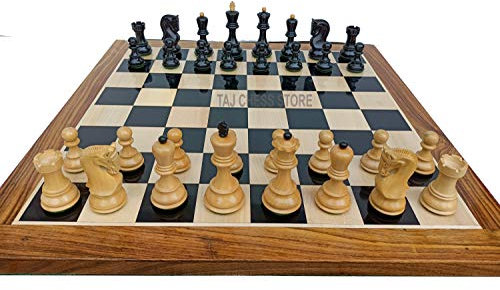 Generic Turnier Russisches Zagreb Schachspiel | Handgefertigte Holzschachfiguren mit 21 Ebenholz-Schachbrett mit Sheesham-Bordüren | Taj Chess Store