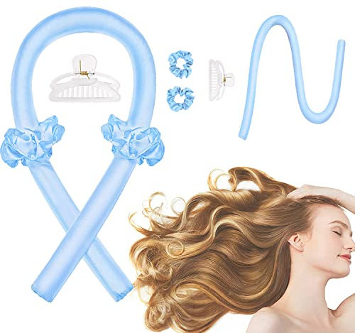 Bigodini lunghi Boccoli Capelli lunghi Senza Calore, kit Fascia arricciacapelli per donne, avvolgimento per capelli durante notte