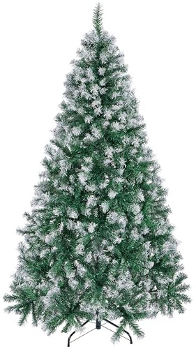 Yaheetech 6ft Frosted Christmas Tree, Holiday Decorative Tree, Green | 183cm Artificial Xmas Tree | 620 PVC Branch Tips | Foldable Stand | Festival & Home & Office Decoration