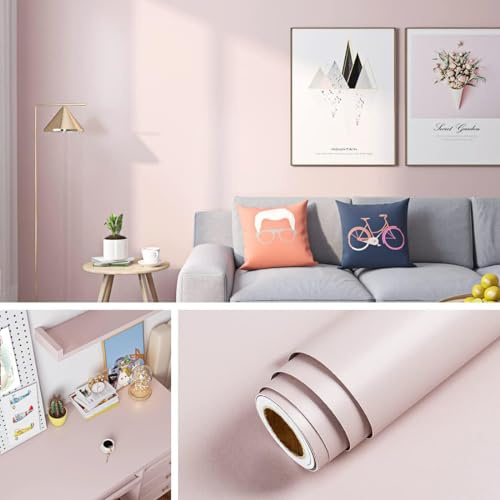 Livelynine 38 x 894 cm ljusrosa kontaktpapper Peel and Stick-tapet för sovrum flickrum hyresgäster barn flickor tapeter avtagbar ros rosa kontaktpapper för lådor hylla skrivbordsskåp skydd