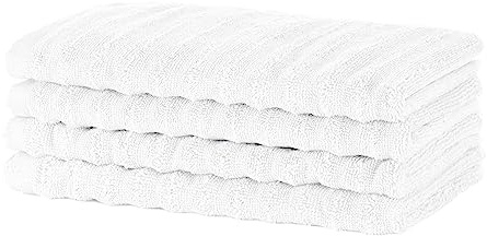 Merana Oslo Handtuch Set | schnelltrocknend, weich & fusselfrei | Frottier Luxus Qualität | 100% Baumwolle Frottee | Oeko-TEX | 590 GSM | Gästetuch & Gesichtstuch | Weiß (4 x Gästetücher 30x50cm)