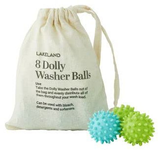 8 Lakeland Dolly Washing Balls with Cotton Bag – Use Up To 50% Less Detergent In Each Wash