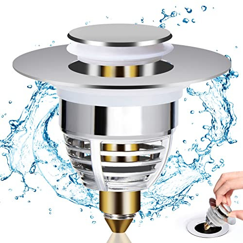 Diboniur Stöpsel Waschbecken, Universal POP UP Waschbeckenstöpsel, Vollmetall Abflussstopfen Waschbecken für Badewanne, Küche, Waschtisch (Ablaufloch Blende 32-42 mm)