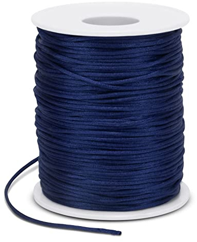 LEREATI Filo Nylon per Braccialetti 1.5mm x 100m Cordoncino Natalizio Cordone di Raso, Cordino per Borse Uncinetto, la Creazione di Gioielli, Fai da Te, Collane, Perline (Blu Scuro)