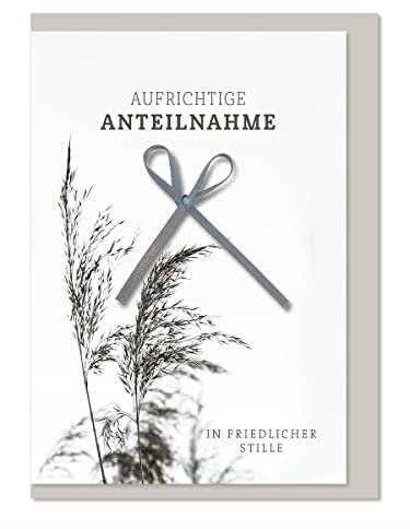 komma³ PAPETERIE UND MEHR... Trauerkarte Edel mit Satinschleife Text: Aufrichtige Anteilnahme