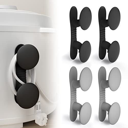 4 Pack Cord Organizer for Appliances, Cord Holder Cord Wrap Cable Organizer Stick On Flat or Round Surface Multifunctional Adhesive Hooks for Small Kitchen Appliances, Blenders, Coffee Maker