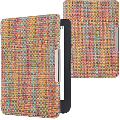 kwmobile Custodia eReader Compatibile con Tolino Shine 3 eReader - Cover eBook PVC con Chiusura Magnetica - Flip Case Effetto Fibra Multicolore