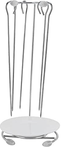 Hapivida Grillspieß Rack, Wiederverwendbares Edelstahl Spieß Set Rotisserie Set Grillzubehör mit Haken für Fleisch, Garnelen, Hähnchen, Gemüse