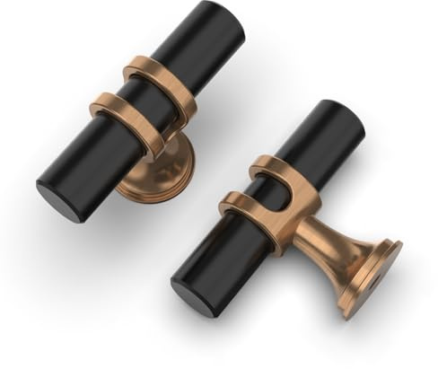 Asidrama 10 Pack Champagne Bronze and Matte Black Kitchen Cabinet Knobs Cabinet Hardware Zinc Knobs for Dresser Drawers