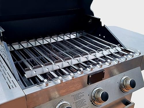Schaschlikaufsatz Grillspieße Spießaufsatz Spießhalter Gestell für Gasgrill/Kohlegrill mit Schaschlikspießen Edelstahl 353mm 550mm 600mm 650mm 700mm (550 mm mit 11 Spießen)