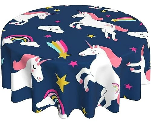 Mantel Cocina Arco Iris Nubes Estrellas Unicornio Simple Hule Antimanchas Cubremesa 152Cm para Fiesta Cocina Comedor