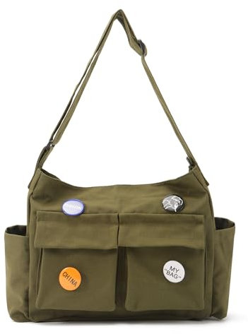 SUKUTU Bolsas de Hhombro de Lona para Las Mujeres de Gran Capacidad Bolsa de Mensajero Suave sólido Múltiples Bolsillos Bolsa Hobo