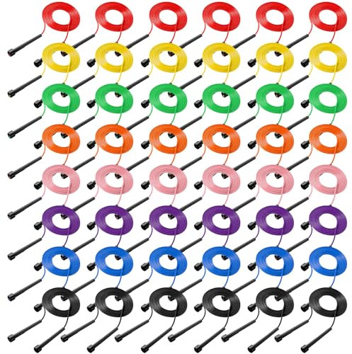 Silipull 72 Pcs PVC Jump Ropes for Fitness 9.2 ft Adjustable Skipping Rope Versatile Unbreakable Speed Rope with Plastic Handles for Women Men Endurance Training Cardio Exercise Workout (Vintage)