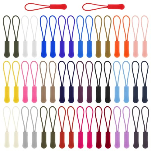50 Colorful Zipper Pulls - Broken Zipper Replacements - Repair Kit for Backpacks, Purses & Handbags